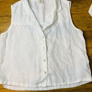 Rachel Zoe White Sleeveless Button-Down Shirt